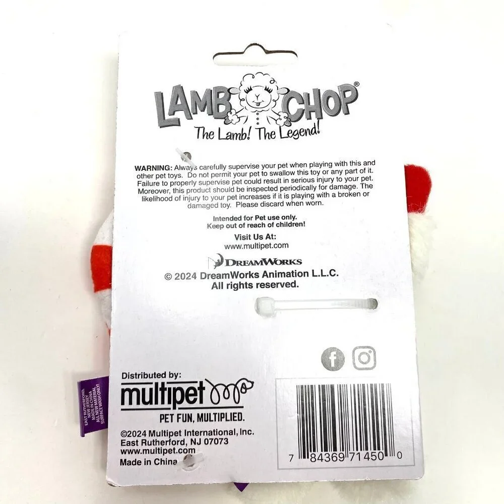 Multipet Lamb Chop Santa Hat Crinkle Candy Cane Catnip Plush Cat Toy 2pk